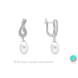 Giselle - Сребърни обеци с Перла и Циркони AA 9 х 12 мм SK18436EL