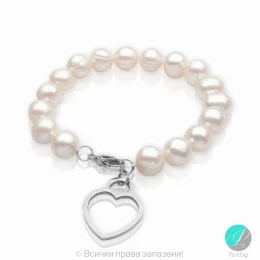 Irma - Перлена гривна със Сърце от стомана А 10 - 11 мм 15731