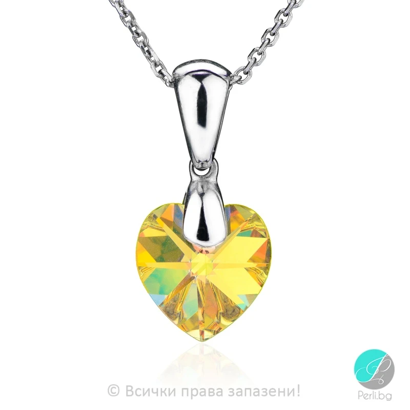 Semana - Сребърно колие сърце с кристал Swarovski Aurora Borealis 10 мм 62023735-Символи на любовта