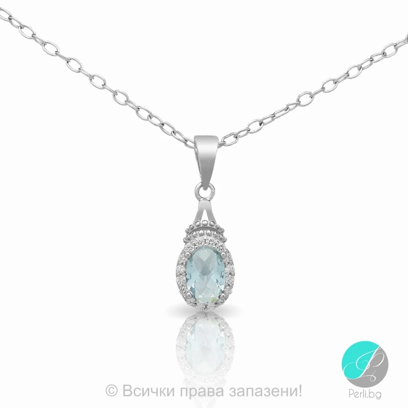 Nanny - Сребърна висулка с Циркон цвят аквамарин 5370115376A-Сребърни бижута