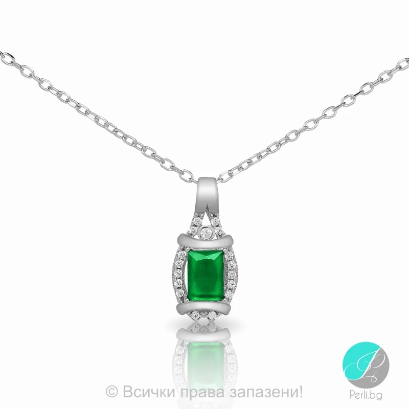 Cherry - Сребърна висулка с Циркон цвят изумруд 5370115754E-Сребърни бижута