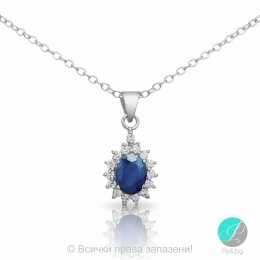 Benigna - Сребърна висулка със Сапфир и Цирконий 888833389-Естествени камъни