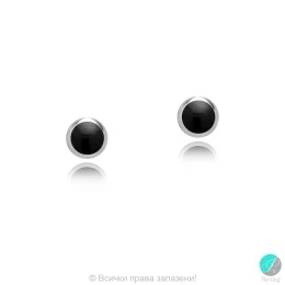 Diane - Сребърни обеци с черен Резин 7813235B