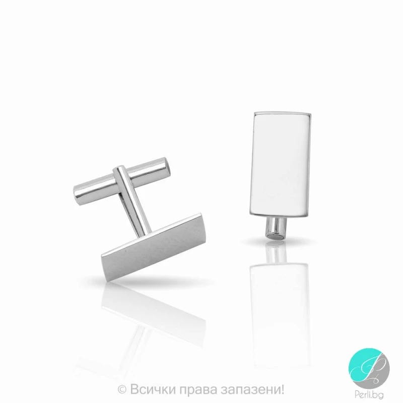 Luke - Правоъгълни Сребърни ръкавели без камък 1981563191-Сребърни бижута