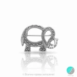 Marty - Сребърна брошка Слон с Марказит 555655939-Естествени камъни