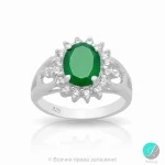 Maxy - Сребърен пръстен със зелен Ахат и Цирконий 8831766Ga-Естествени камъни