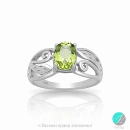 Justine - Сребърен пръстен с Перидот 8834572P-Естествени камъни