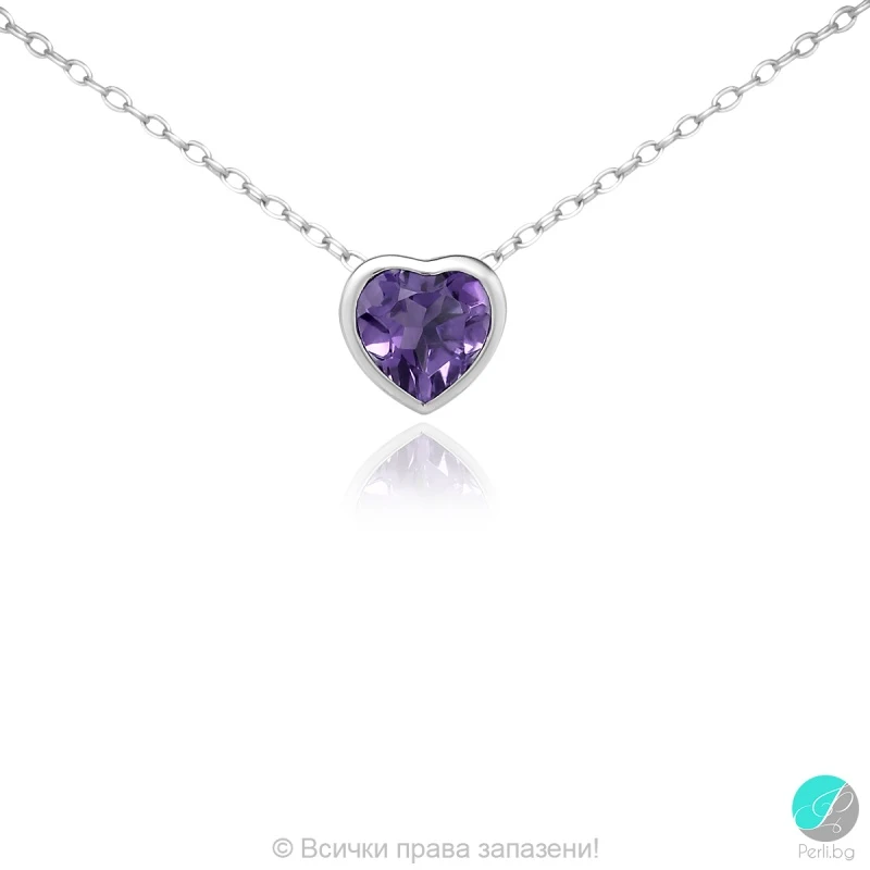 Ametist heart - Сребърна висулка сърце с Аметист 11813301