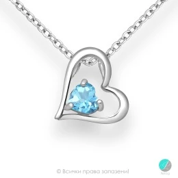 Precious heart - Сребърна висулка Сърце с естествен Син Топаз 11814022Bt-Естествени камъни
