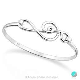 Lesia Bangle - Сребърна твърда гривна Ключ Сол 70634340-Сребърни бижута