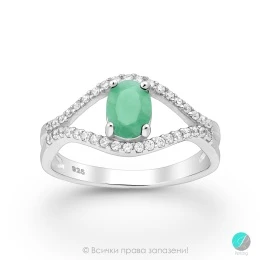 Livis Emerald - Сребърен пръстен с Естествен Изумруд и Цирконий 8835400E