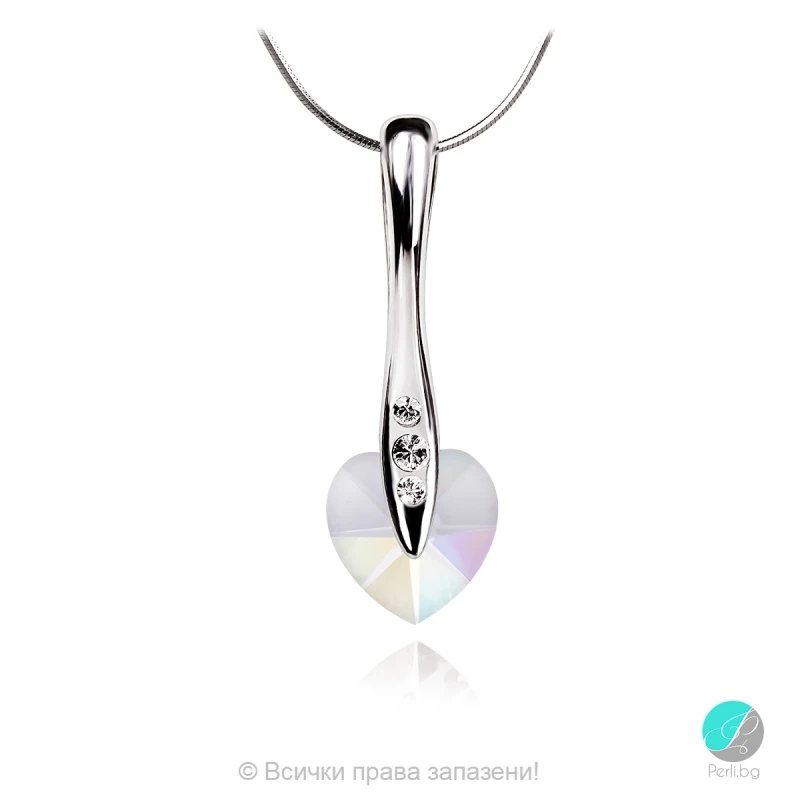 Semana 2 - Сребърно колие сърце с кристал Swarovski 10 мм 62024001-Кристали
