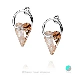 Leone heart - Сребърни обеци сърце с  кристал Swarovski Golden Shadow 17 мм 624011101-Кристали