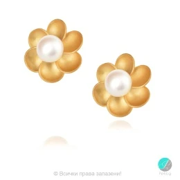 Luxury - Сребърни позлатени обеци с Перли A1004-Обеци