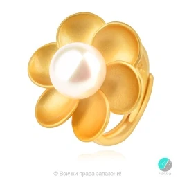 Luxury - Сребърен позлатен пръстен с Перла A1024-Пръстени