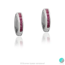 Cally - Сребърни обеци халки с Рубин 8834814R