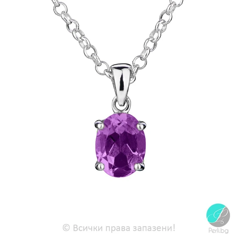 Еvonne - Сребърна висулка с Аметист 11811580A-Естествени камъни