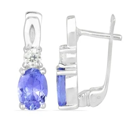 Lolo happy Tanzanit - Сребърни обеци с Танзанит 1.44 ct и Цирконий E012108TZ-Естествени камъни