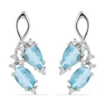 Kelia - Сребърни обеци с естествен Небесносин Топаз 2.25ct и Цирконий E023853Bt