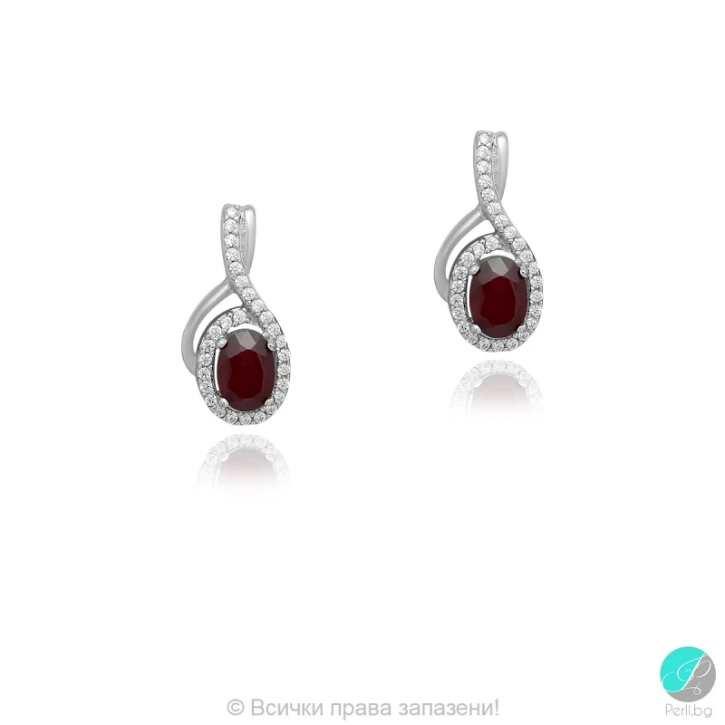 Livis - Сребърни обеци с Рубин и Цирконий 888835402R-Естествени камъни