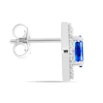 Bellamy - Сребърни Oбеци с Естествен Сапфир в Ореол от Цирконий 1 ct E010888S-Естествени камъни