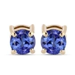 Saraya - Златни Обеци 14K с Естествен Танзанит 0.60 ct E054729Tz-Естествени камъни