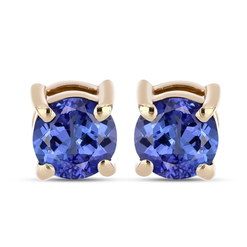 Saraya - Златни Обеци 14K с Естествен Танзанит 0.60 ct E054729Tz-Естествени камъни