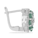 Emerald Blossom - Сребърни обеци с естествен Изумруд 2.21ct и Цирконий E030307E-Естествени камъни