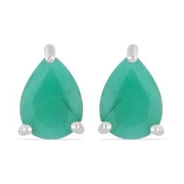 Green Mistyk - Сребърни обеци с естествен зелен Авантюрин 1.27ct E015257Gav