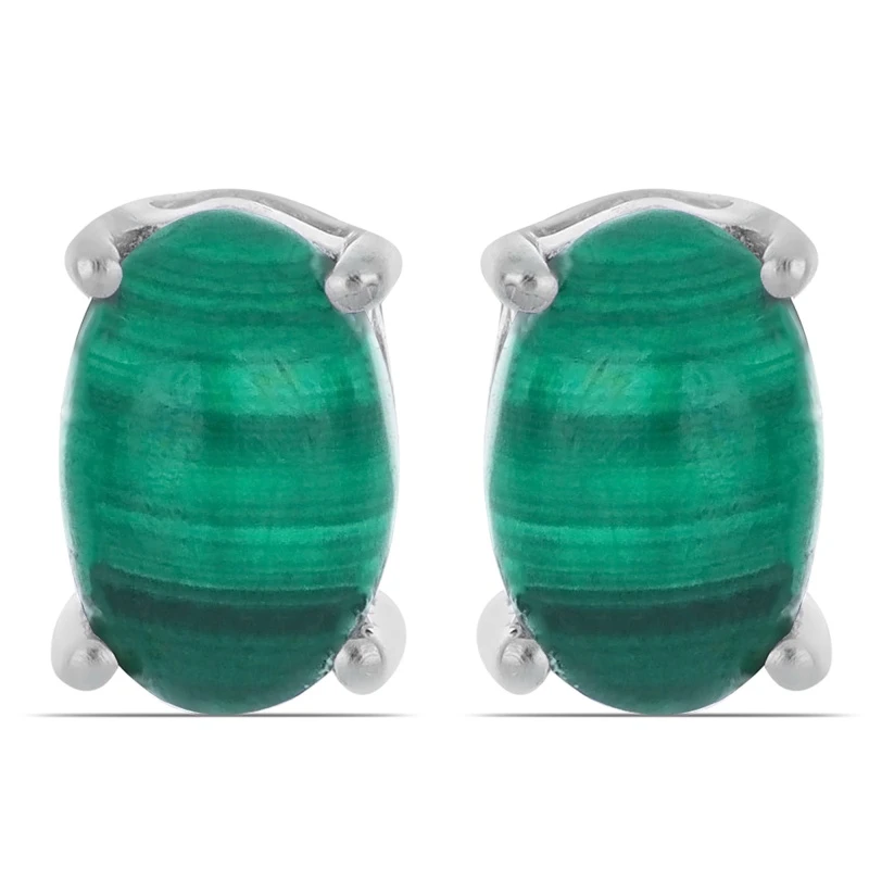 Fiolla Malachite - Сребърни обеци с естествен Малахит 1.54ct E014818Ma-Естествени камъни