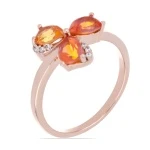 Kaily - Сребърен пръстен с Padparadscha Quartz 1.16 ct и Цирконий и розово златно покритие R013772Pad-Естествени камъни
