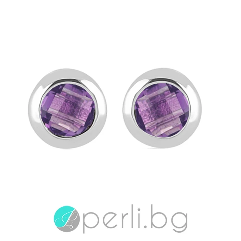 Mindi Amethyst - Сребърни обеци с естествен Африкански Аметист 0.88 ct Е015015AfAm-Естествени камъни