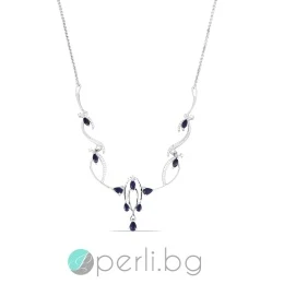 Jeanine - Сребърно колие с естествен Сапфир 3.45 ct и Цирконий Neck030029S