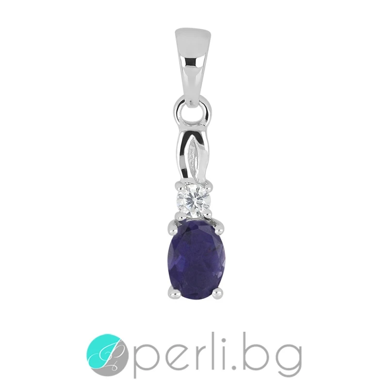 Cassandra - Сребърна висулка с естествен Йолит 0.56 ct и Цирконий P012108io