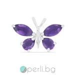 Butterfly - Сребърна висулка Пеперуда с естествен Африкански Аметист 0.68 ct P020182AfAm-Естествени камъни