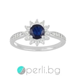 Estele - Сребърен пръстен с естествен Сапфир 0.46 ct и Цирконий R014438S