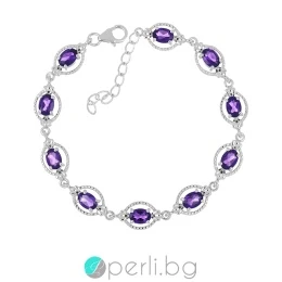 Lucie - Сребърна гривна с естествен Африкански Аметист 6.66 ct B028972AfAm