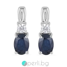 Vanessa - Сребърни обеци с естествен Сапфир 2.11 ct и Цирконий E012108S