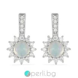 Anelia - Сребърни обеци с естествен Етиопски Опал 0.68 ct и Цирконий E014438Op-Естествени камъни
