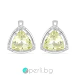 Siana - Сребърни обеци с естествен Лимонов топаз 6.05 ct и Цирконий E016161Lt