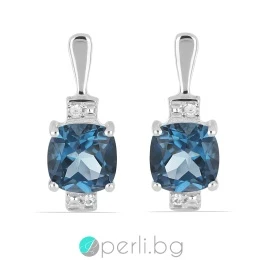Jools - Сребърни обеци с естествен Топаз Лондон 2.35 ct и Цирконий E030172Lbt-Естествени камъни