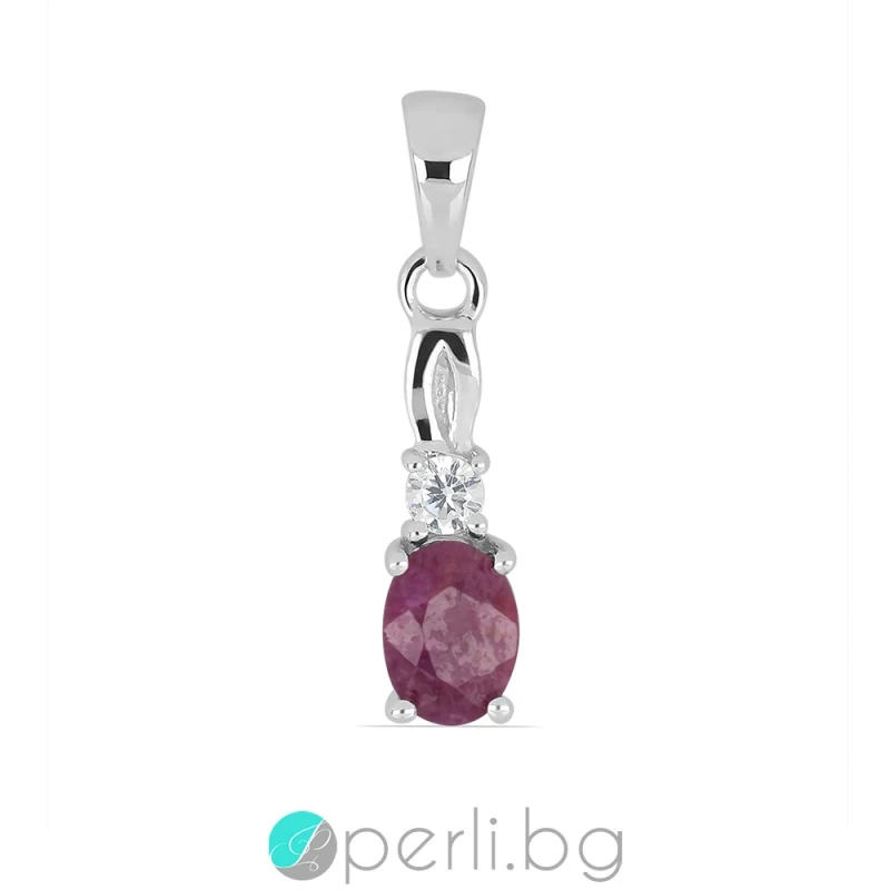 Nevina - Сребърна висулка с естествен Рубин 1.13 ct и Цирконий P012108R