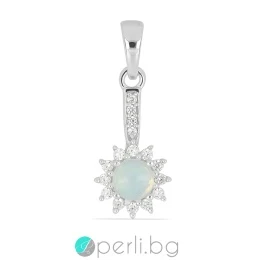 Anelia - Сребърна висулка с естествен Етиопски Опал 0.35 ct и Цирконий P014438Op-Естествени камъни