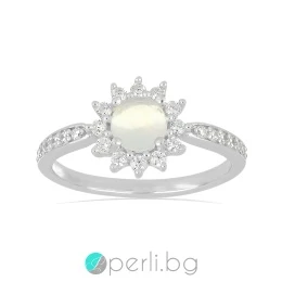 Anelia - Сребърен пръстен с естествен Етиопски Опал 0.35 ct и Цирконий R014438Op