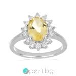 Hylda - Сребърен пръстен с естествен Цитрин 1.1 ct и Цирконий R018289Ci-Естествени камъни