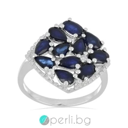 Adria Blue Sapphire - Сребърен пръстен с естествен Сапфир 2.9 ct R019969S-Естествени камъни