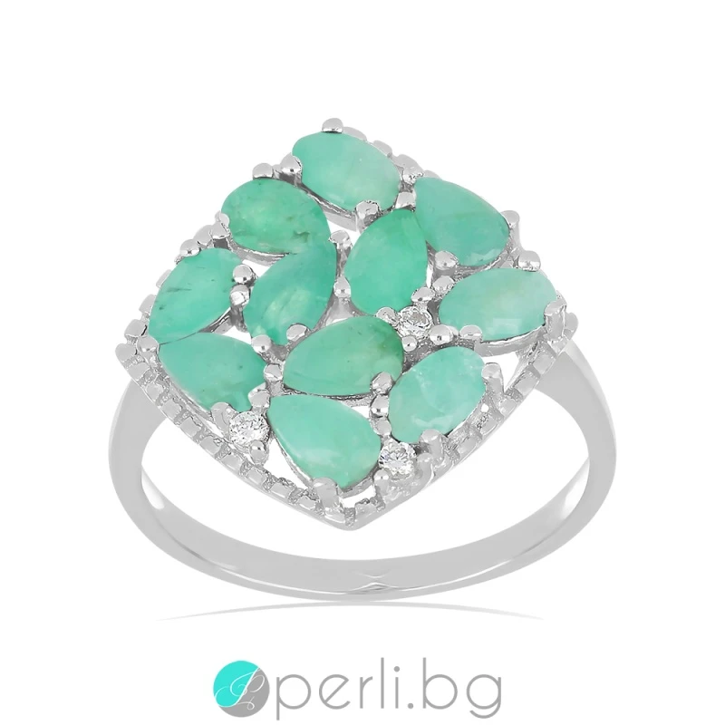 Adria Emerald - Сребърен пръстен с естествен Изумруд 2.25 ct R019969E