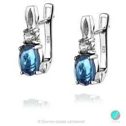 Royal London Topaz - Сребърни обеци с естествен Топаз Лондон 1.77 ct и Цирконий E012108Lbt