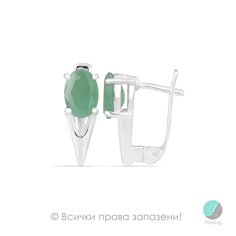 Emerald Angel - Сребърни обеци с естествен Изумруд 1.6 ct E017066E