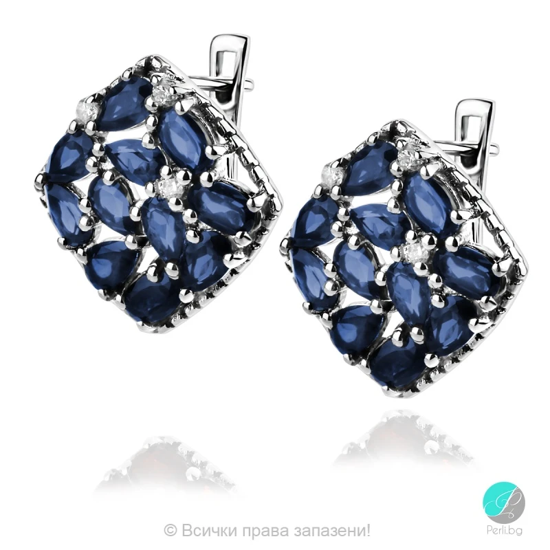 Adria Blue Sapphire - Сребърни обеци с естествен Сапфир 5.8 ct E019969S-Естествени камъни